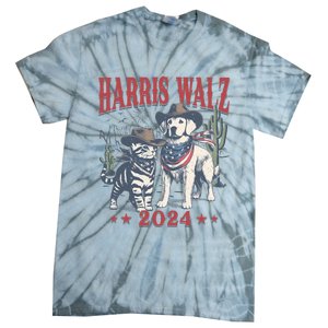 Harris Walz Cowboy This Childless Cat Dog Lady Kamala Tie-Dye T-Shirt