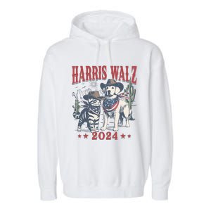 Harris Walz Cowboy This Childless Cat Dog Lady Kamala Garment-Dyed Fleece Hoodie