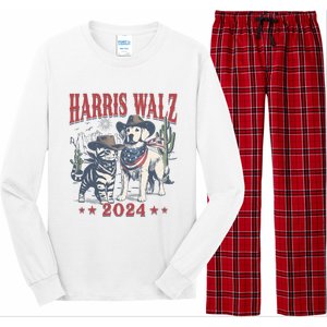 Harris Walz Cowboy This Childless Cat Dog Lady Kamala Long Sleeve Pajama Set