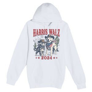 Harris Walz Cowboy This Childless Cat Dog Lady Kamala Premium Pullover Hoodie