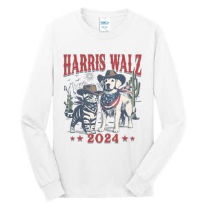 Harris Walz Cowboy This Childless Cat Dog Lady Kamala Tall Long Sleeve T-Shirt