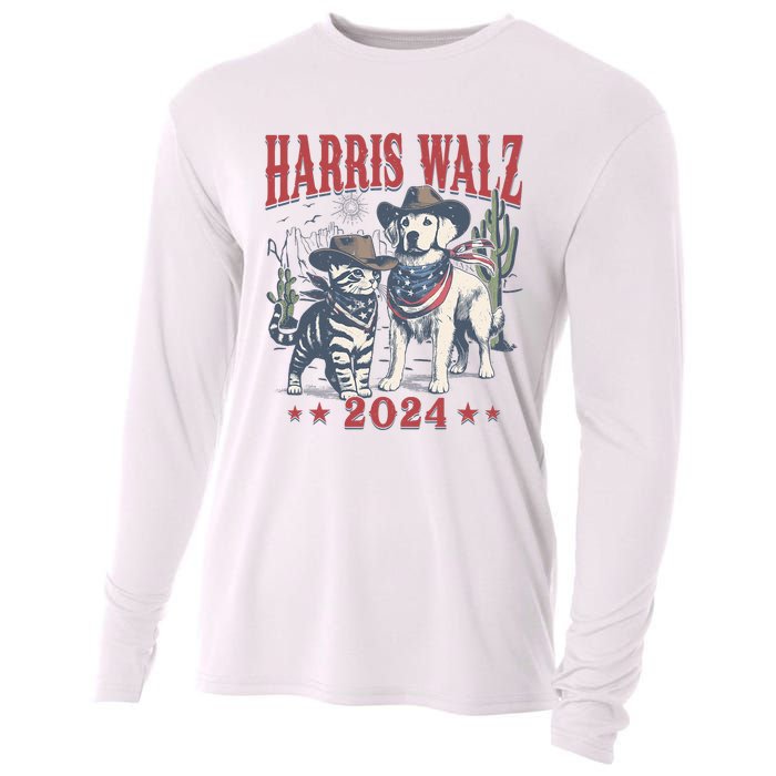 Harris Walz Cowboy This Childless Cat Dog Lady Kamala Cooling Performance Long Sleeve Crew