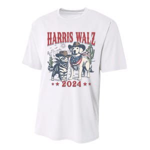 Harris Walz Cowboy This Childless Cat Dog Lady Kamala Performance Sprint T-Shirt