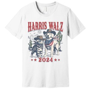 Harris Walz Cowboy This Childless Cat Dog Lady Kamala Premium T-Shirt