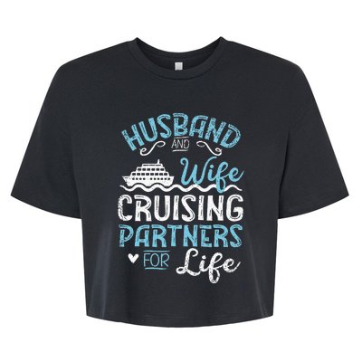 Husband & Wife Cruising Partners For Life Cruise Ship Bella+Canvas Jersey Crop Tee