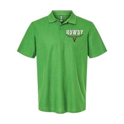 Howdy Western Country Southern Cow Skull Rodeo Bull Cowgirl Softstyle Adult Sport Polo