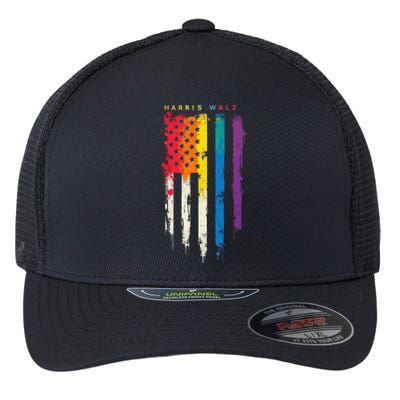 Harris Walz Colorful Streak Gift Flexfit Unipanel Trucker Cap