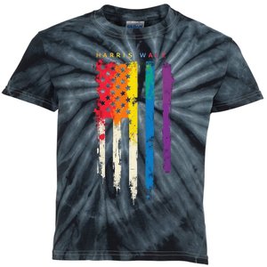 Harris Walz Colorful Streak Gift Kids Tie-Dye T-Shirt