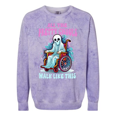 Halloween Wheelchair Costume Handicap Joke Ghouls Walk Like Colorblast Crewneck Sweatshirt