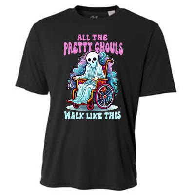 Halloween Wheelchair Costume Handicap Joke Ghouls Walk Like Cooling Performance Crew T-Shirt