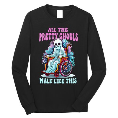 Halloween Wheelchair Costume Handicap Joke Ghouls Walk Like Long Sleeve Shirt