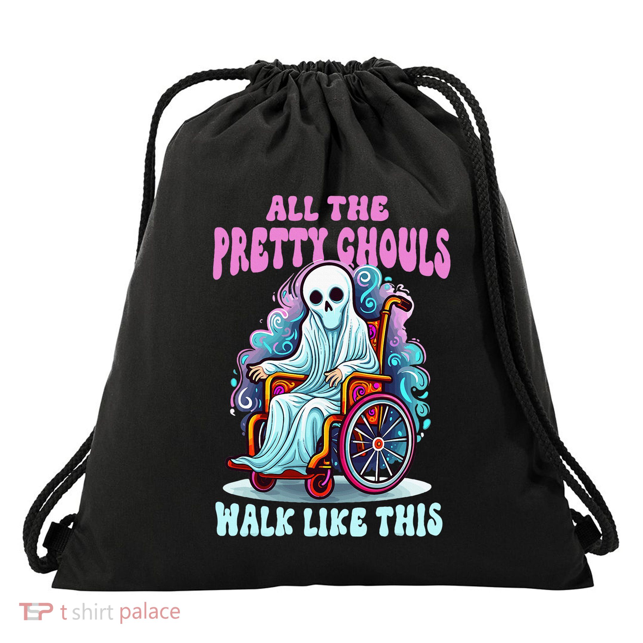 Halloween Wheelchair Costume Handicap Joke Ghouls Walk Like Drawstring Bag
