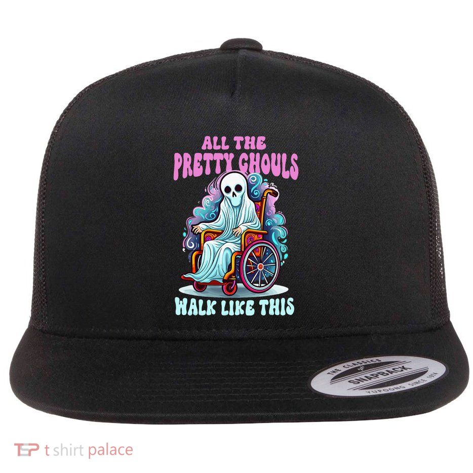 Halloween Wheelchair Costume Handicap Joke Ghouls Walk Like Flat Bill Trucker Hat