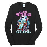 Halloween Wheelchair Costume Handicap Joke Ghouls Walk Like Tall Long Sleeve T-Shirt