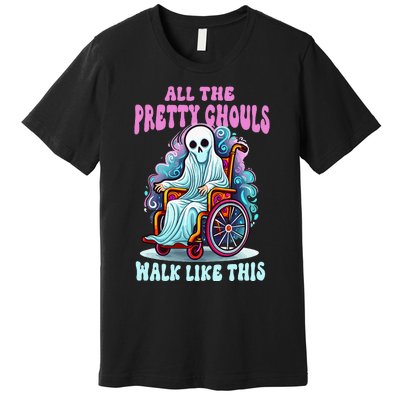 Halloween Wheelchair Costume Handicap Joke Ghouls Walk Like Premium T-Shirt