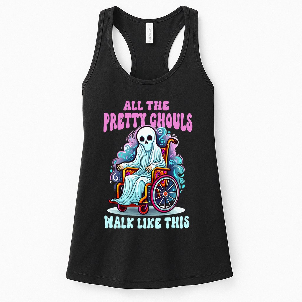 Halloween Wheelchair Costume Handicap Joke Ghouls Walk Like Womens Tank Top