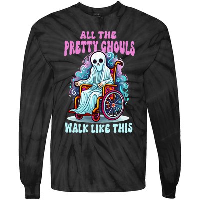 Halloween Wheelchair Costume Handicap Joke Ghouls Walk Like Tie-Dye Long Sleeve Shirt