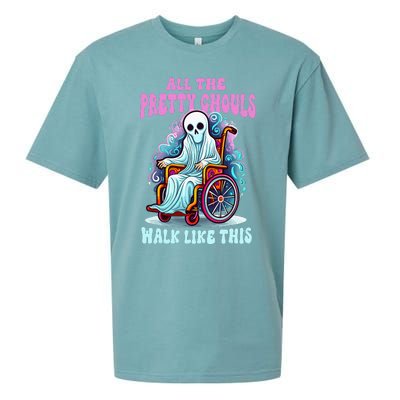 Halloween Wheelchair Costume Handicap Joke Ghouls Walk Like Sueded Cloud Jersey T-Shirt