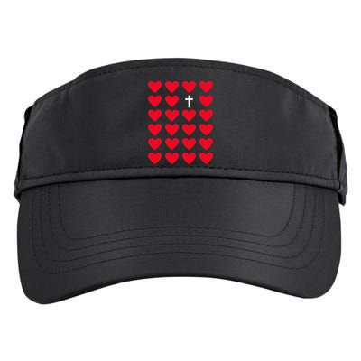Hearts With Cross Christian Religious Valentines Day Jesus Adult Drive Performance Visor
