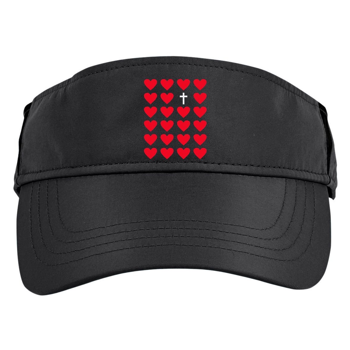 Hearts With Cross Christian Religious Valentines Day Jesus Adult Drive Performance Visor