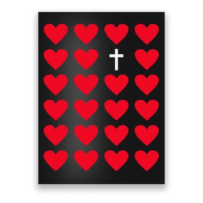Hearts With Cross Christian Religious Valentines Day Jesus Poster