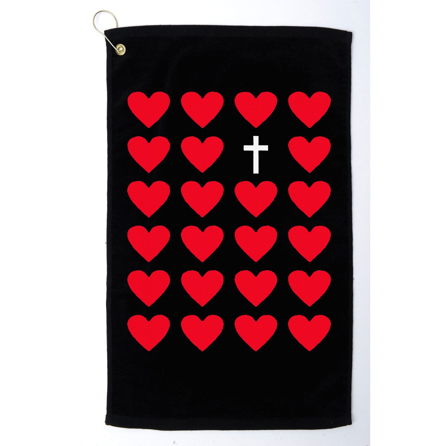 Hearts With Cross Christian Religious Valentines Day Jesus Golf Towel
