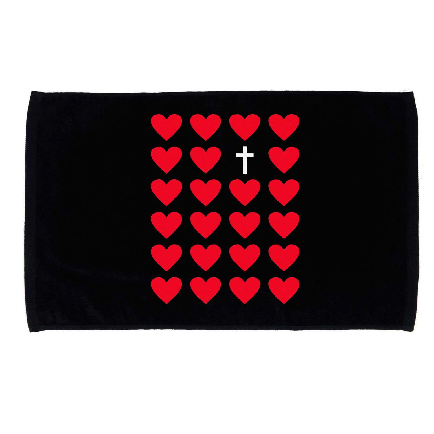 Hearts With Cross Christian Religious Valentines Day Jesus Microfiber Hand Towel