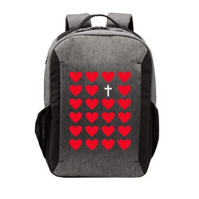 Hearts With Cross Christian Religious Valentines Day Jesus Vector Backpack