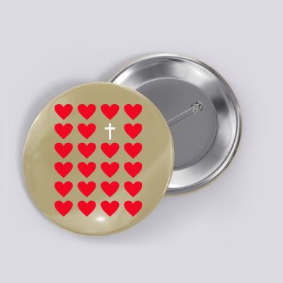 Hearts With Cross Christian Religious Valentines Day Jesus Button