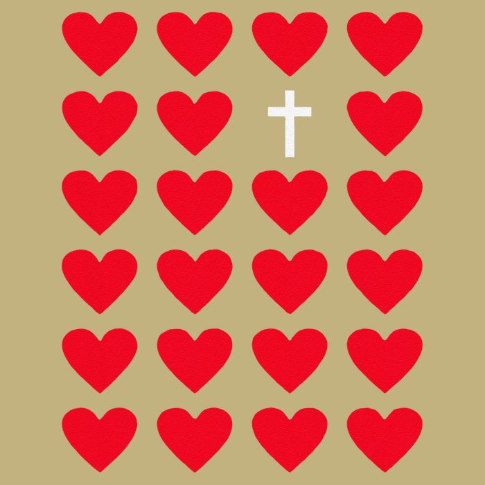 Hearts With Cross Christian Religious Valentines Day Jesus Button