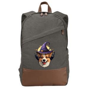 Halloween Witch Corgi Gift Cotton Canvas Backpack