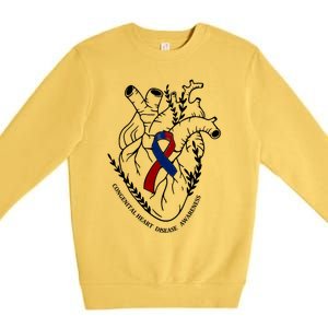 Heart Warrior Chd Awareness Congenital Heart Disease Ribbon Gift Premium Crewneck Sweatshirt