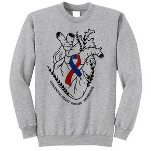 Heart Warrior Chd Awareness Congenital Heart Disease Ribbon Gift Tall Sweatshirt