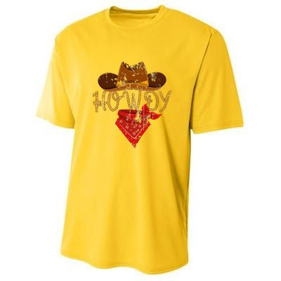 Howdy Western Cowboy Classic Fit Black PolyCotton Youth Performance Sprint T-Shirt