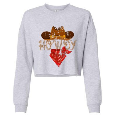 Howdy Western Cowboy Classic Fit Black PolyCotton Cropped Pullover Crew