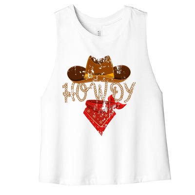 Howdy Western Cowboy Classic Fit Black PolyCotton Women's Racerback Cropped Tank