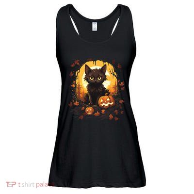 Halloween Witch Cat Pumpkin Cute Moon JackOLantern Costume Ladies Essential Flowy Tank