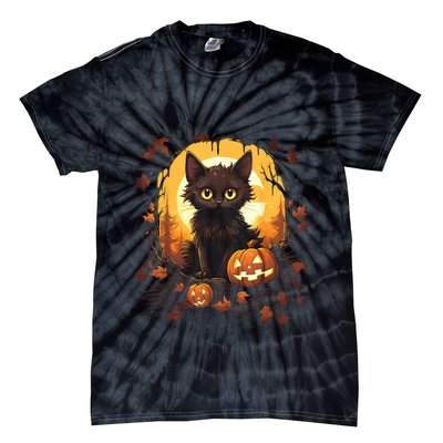 Halloween Witch Cat Pumpkin Cute Moon JackOLantern Costume Tie-Dye T-Shirt
