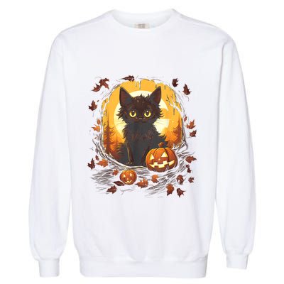 Halloween Witch Cat Pumpkin Cute Moon JackOLantern Costume Garment-Dyed Sweatshirt