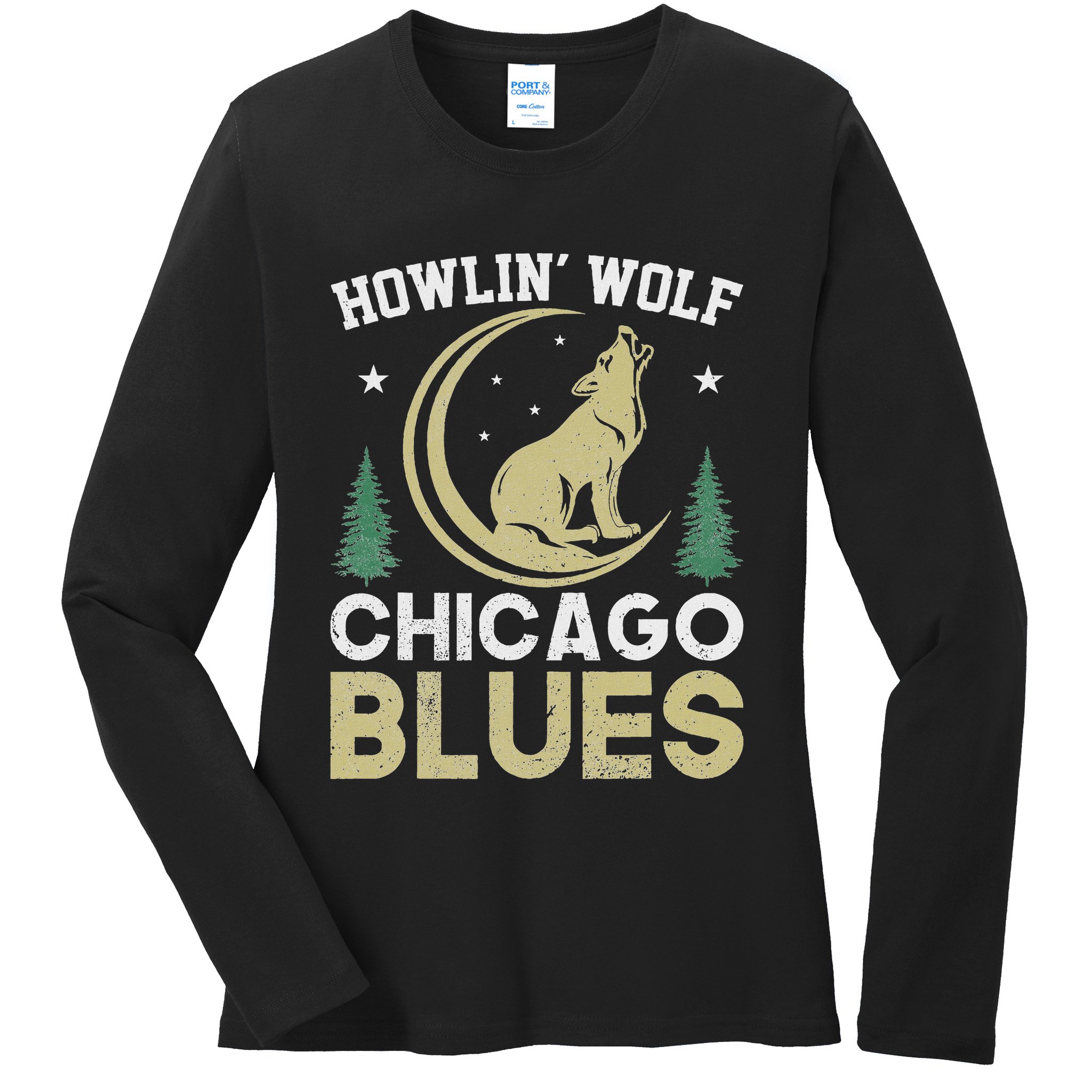 Howlin Wolf Chicago Blues Ladies Long Sleeve Shirt