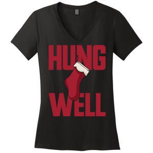 Hung Well Christmas Stocking Raunchy Hung Well Women's V-Neck T-Shirt