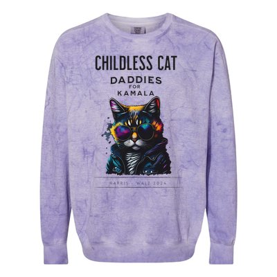 Harris Waltz Childless Cat Daddies For Kamala President 2024 Colorblast Crewneck Sweatshirt