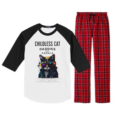 Harris Waltz Childless Cat Daddies For Kamala President 2024 Raglan Sleeve Pajama Set