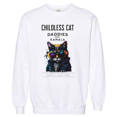 Harris Waltz Childless Cat Daddies For Kamala President 2024 Garment-Dyed Sweatshirt