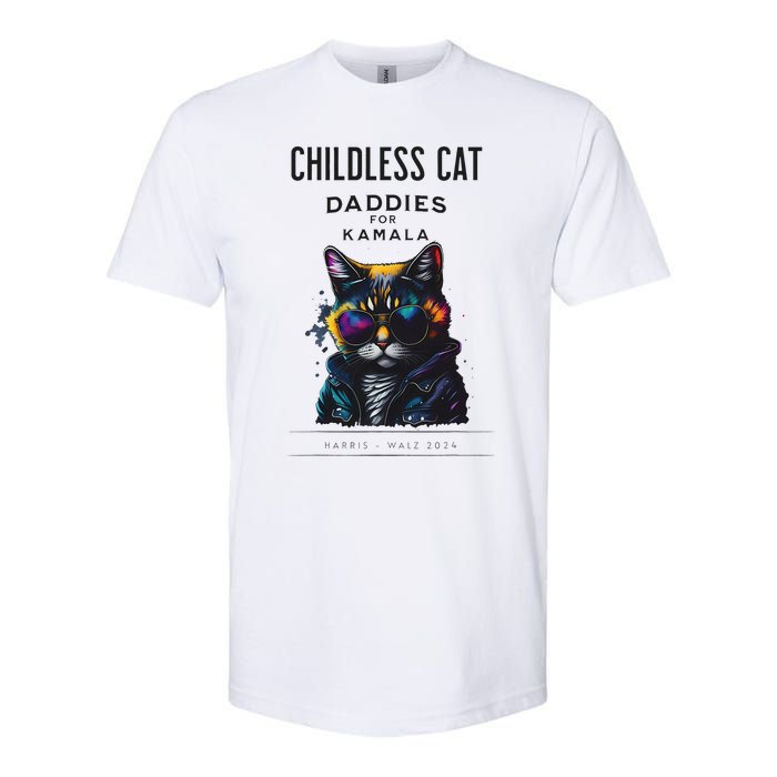 Harris Waltz Childless Cat Daddies For Kamala President 2024 Softstyle CVC T-Shirt