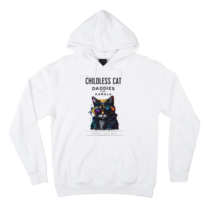 Harris Waltz Childless Cat Daddies For Kamala President 2024 Hoodie