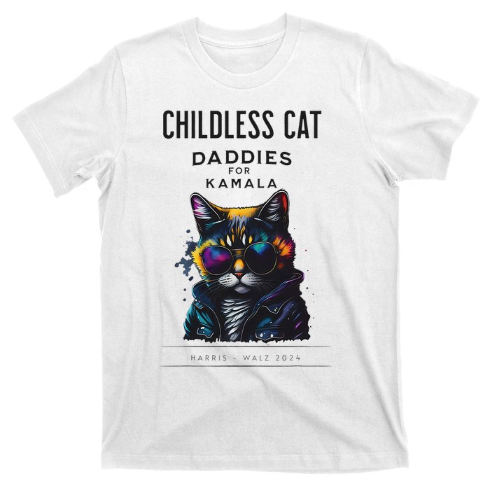 Harris Waltz Childless Cat Daddies For Kamala President 2024 T-Shirt