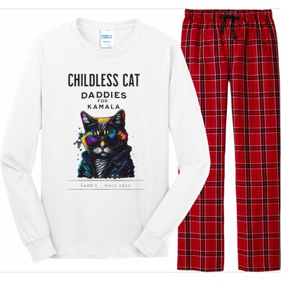 Harris Waltz Childless Cat Daddies For Kamala President 2024 Long Sleeve Pajama Set