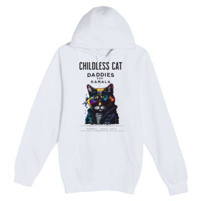 Harris Waltz Childless Cat Daddies For Kamala President 2024 Premium Pullover Hoodie