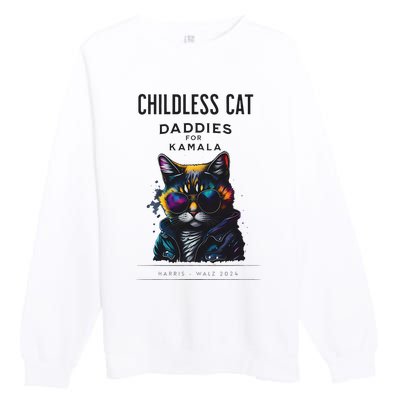 Harris Waltz Childless Cat Daddies For Kamala President 2024 Premium Crewneck Sweatshirt